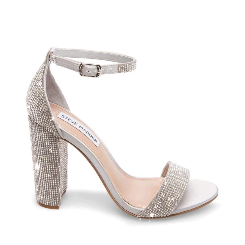 Sandalias Tacones Steve Madden Carrson-r Crystal Mujer Plateadas | ES GPS916